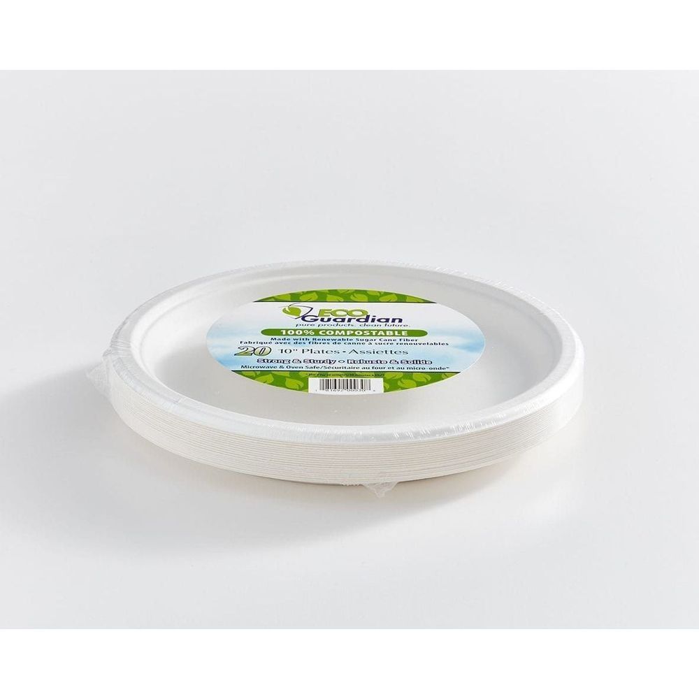 Eco Guardian 10 In Compostable Bagasse Round Fibre Plate, 20 Count -- 240 Per Case
