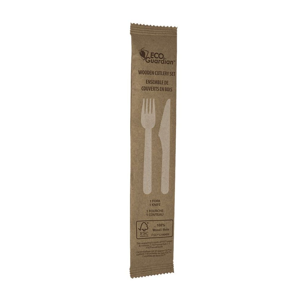 Compostable Wooden Fork and Knife Cutlery Set