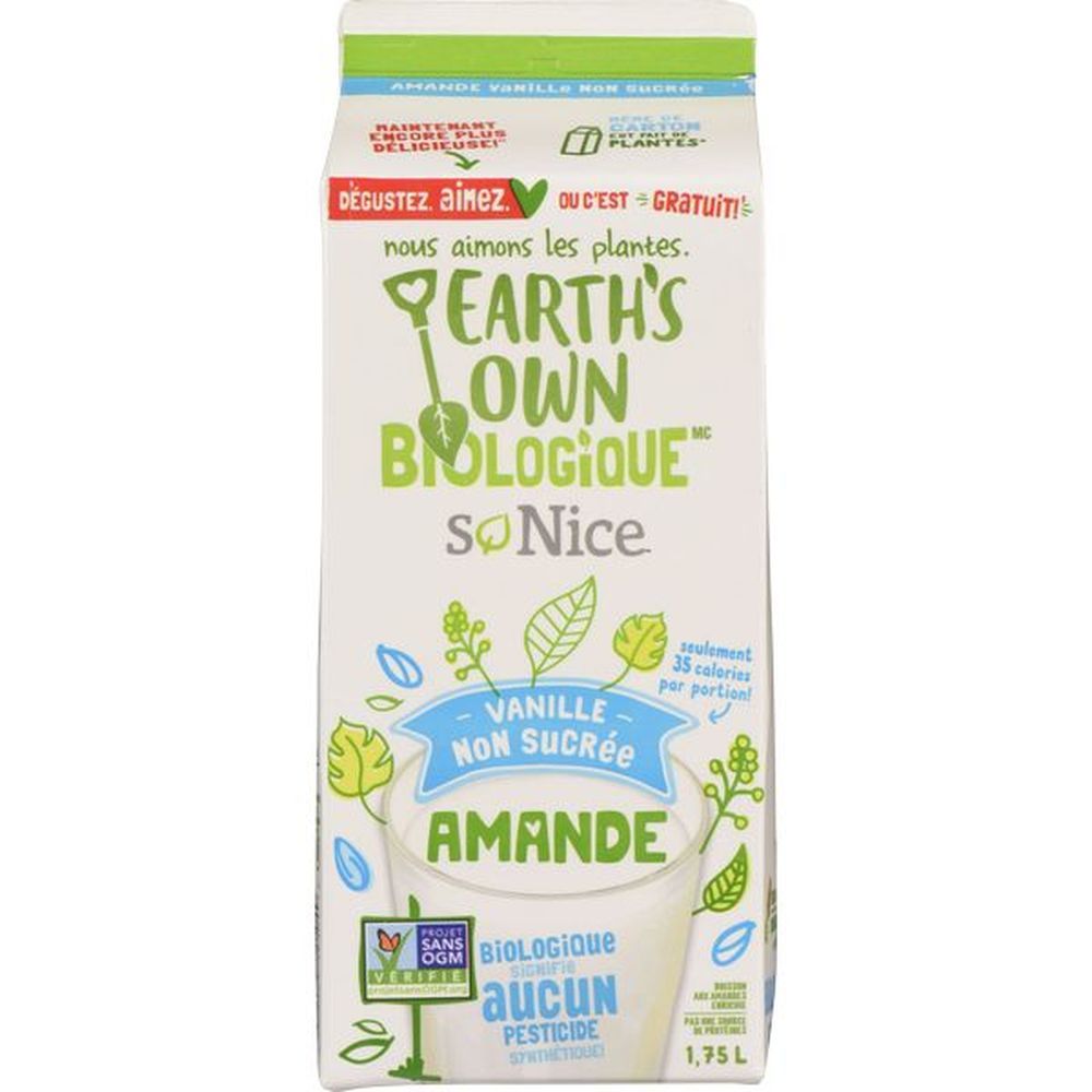 So Nice Organics Fortified Unsweetened Vanilla Almond Beverage, 1.75 L