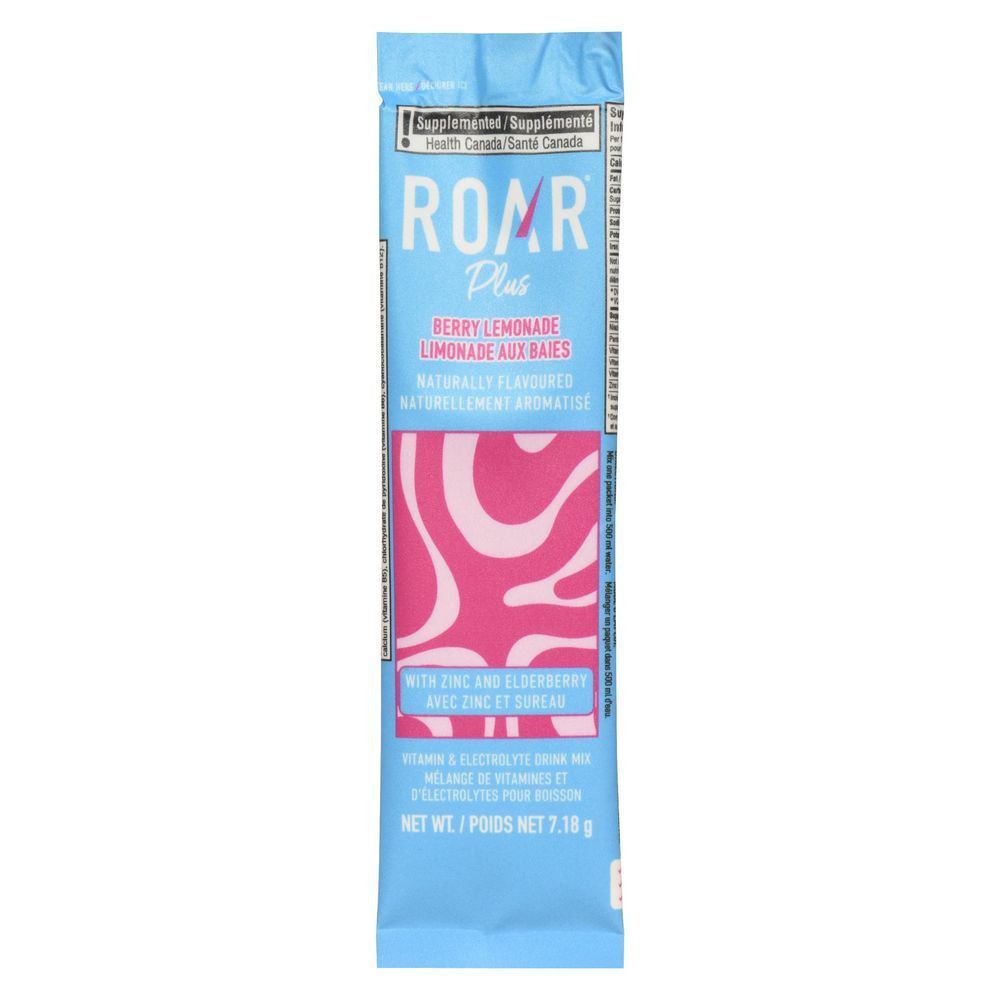 Roar Organic Plus Berry Lemonade Vitamin And Electrolyte Drink Mix, 7.18 G