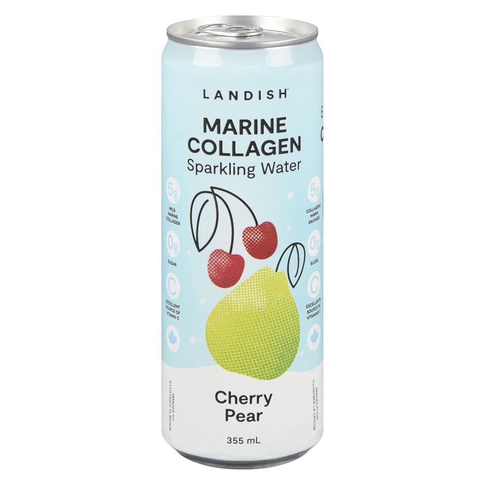 Landish Cherry Pear Marine Collagen Sparkling Water, 355 Ml