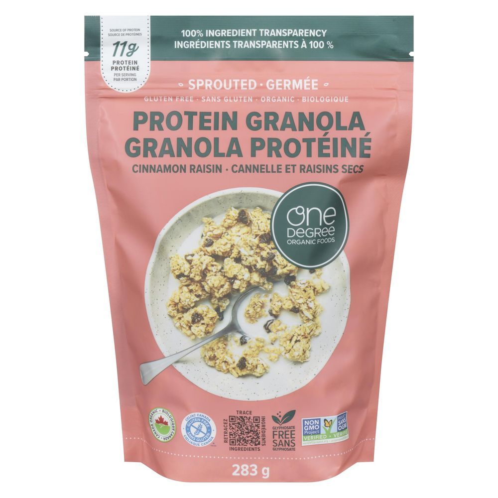 One Degree Organic Gluten Free Sprouted Cinnamon Raisin Protein Granola, 283 G