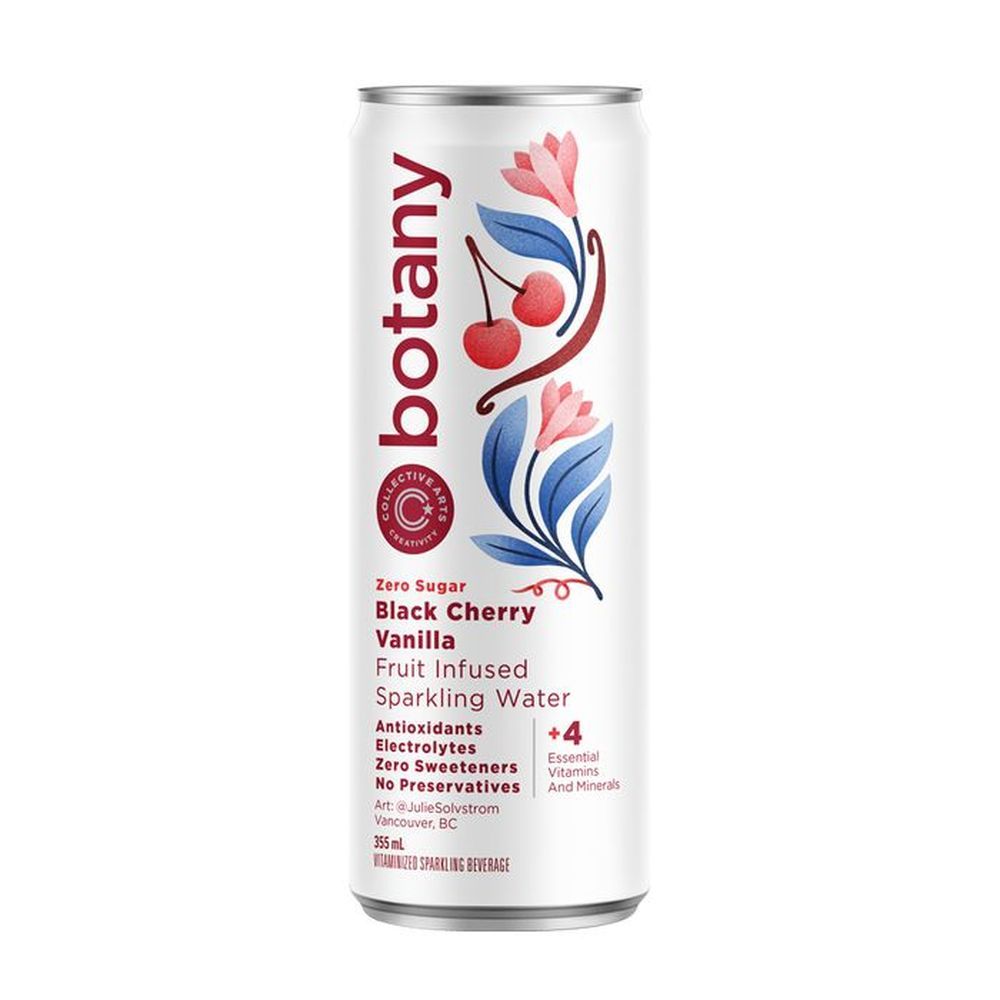 Collective Arts Botany Black Cherry And Vanilla Fruit Infused Sparkling Water, 355 Ml