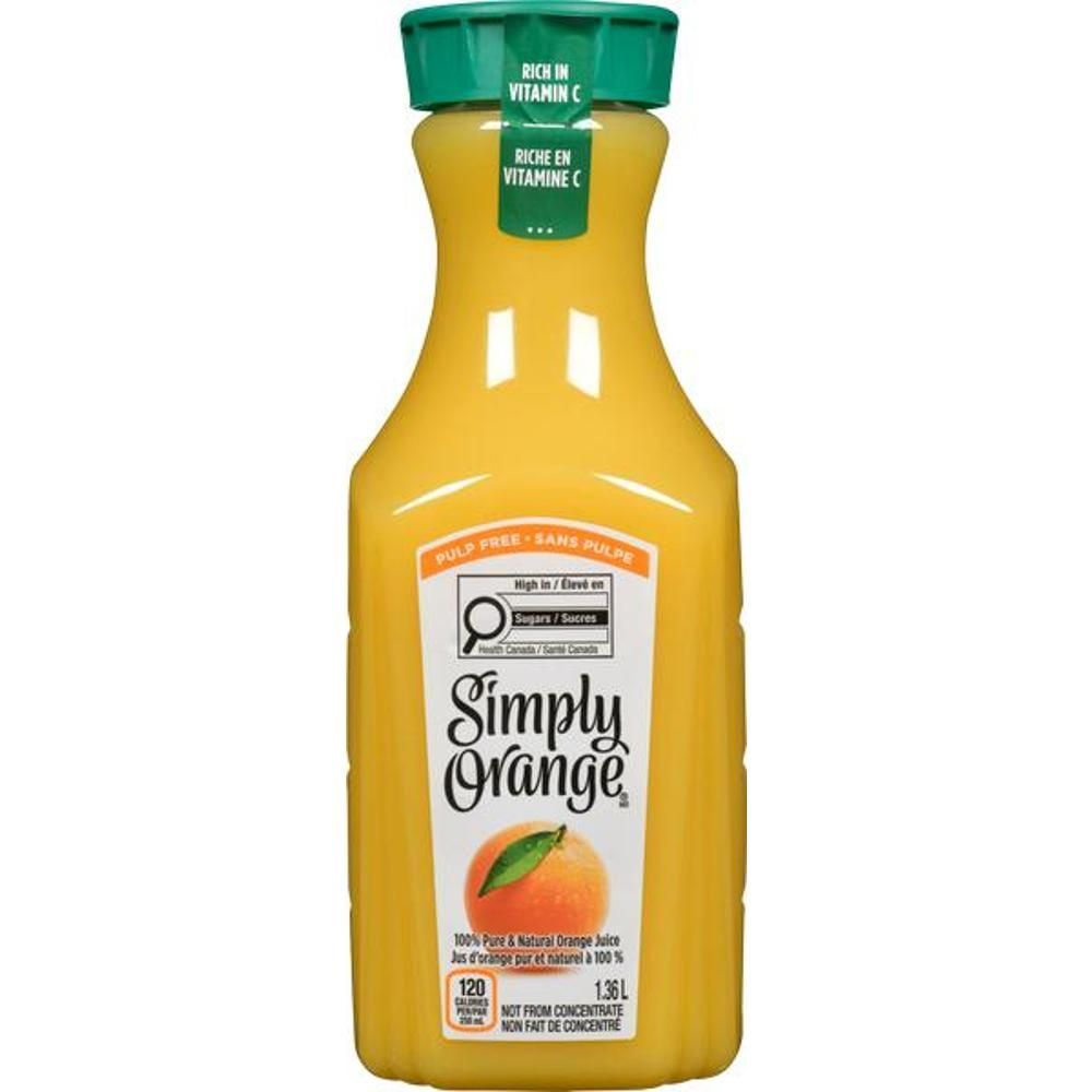 Simply Orange 100 Percent Pure And Natural Orange Juice, 1.36 L -- 6 Per Case